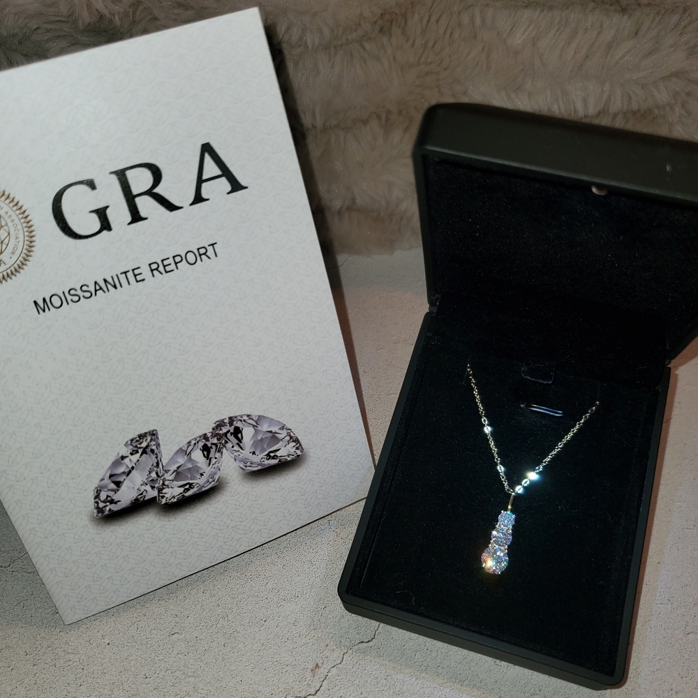 Moissanite Graduated Pendant Necklace